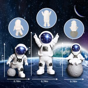 Ayearparty 32Pcs Space Cake Toppers Outer Space Cake Decorations Astronaut Figurines Planet Rocket Stars and Satellite Pearl Balls DIY Cake Toppers for Boys Birthday Baby Shower Themed Party Supplies