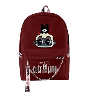 wzsmhft cult of the lamb print backpack game backpack three piece travel backpack (backpack1)