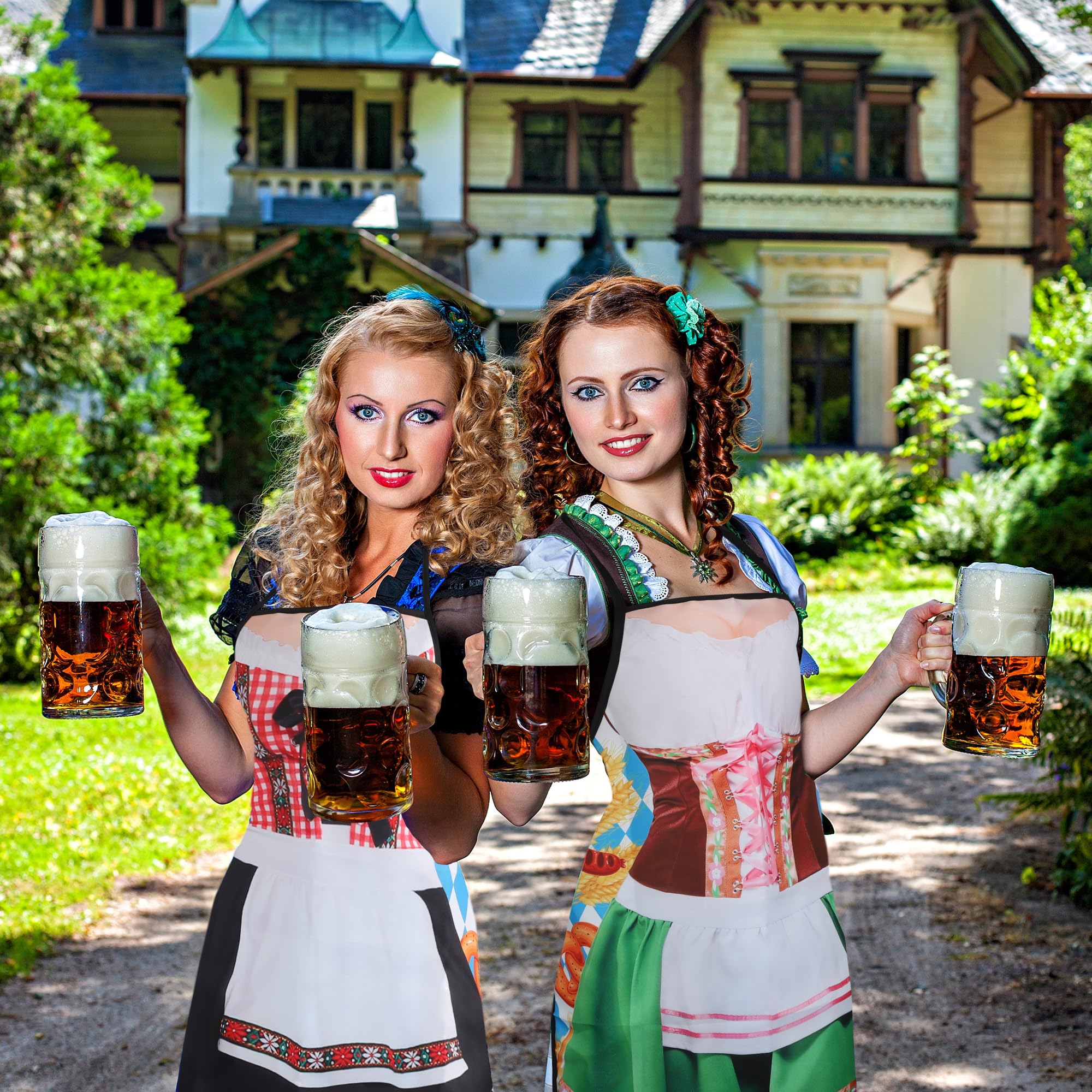 Heartome 4 PCS Oktoberfest Costumes, Oktoberfest Women Aprons, Oktoberfest Party Supplies Female German Oktoberfest Dress Novelty Women Outfit Bavarian Fraulein Oktoberfest Party Costume Apron Set