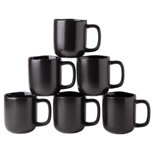 GBHOME 16oz Coffee Mugs Set of 6, Ceramic Coffee Mugs with Large Handle & Wavy Rim for Latte/Hot Cocoa, Modern Coffee Mugs for Home&Office. Dishwasher&Microwave Safe, Matte White