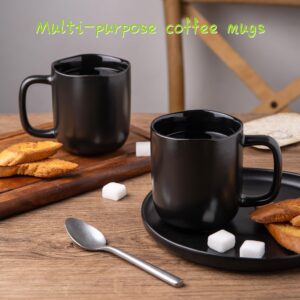 GBHOME 16oz Coffee Mugs Set of 6, Ceramic Coffee Mugs with Large Handle & Wavy Rim for Latte/Hot Cocoa, Modern Coffee Mugs for Home&Office. Dishwasher&Microwave Safe, Matte White