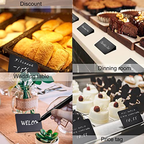 20 Pcs Mini Chalkboard Signs Set, BetterJonny Easy to Write and Wipe Out Food Chalkboard Signs for Parties Reusable Food Labels for School/Wedding/Birthday/Buffet/Party/Message Boards (4x3 inch)