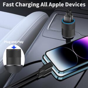 [Apple MFi Certified] iPhone Fast Car Charger, BARMASO 4.8A Dual USB Smart Power Rapid Car Charger + 2Pack Lightning Braided Cable Quick Charging for iPhone 14 13 12 11 Pro Max/XS/XR/SE/X/iPad/AirPods