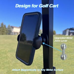 ARMOLABX Golf Cart Magnetic Phone Holder Mount [Upgraded Metal], Golf Cart Phone Holder [Big Phones & Thick Cases Friendly], Magnetic Phone Holder for Golf Cart Fits All Smartphones