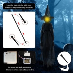 Halloween Decorations Outdoor -[Upgrade] Large Light Up Holding Hands Screaming Witches Set of 3 Sound-Activated Sensor Waterproof Life Size Scary Decor for Home Outside Yard Lawn Garden Party