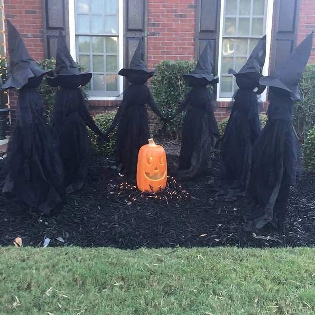 Halloween Decorations Outdoor -[Upgrade] Large Light Up Holding Hands Screaming Witches Set of 3 Sound-Activated Sensor Waterproof Life Size Scary Decor for Home Outside Yard Lawn Garden Party