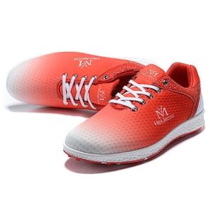 NGARY Women's Golf Shoes Spikeless Breathable Waterproof Golf Trainers Golf Studless Sneakers Plus Size,Red,7.5