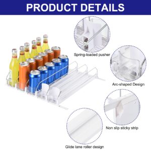 uxcell 5pcs Drink Organizer for Refrigerator, Self-Pushing Soda Can Organizer Width Adjustable Drink Dispenser Beverage Pusher for Fridge Pantry, White