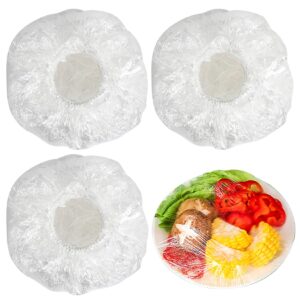 sukh 200pcs bowl covers reusable - plastic bowl cover elastic food covers stretch reusable disposable food storage fresh keeping bags outdoor to keep dust away outdoor party supplies white