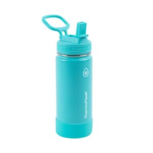 ThermoFlask 16oz Stainless Steel Water Bottle, 2-Pack, Red and Aquamarine