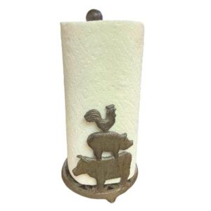 the bridge collection farm animal paper towel holder - paper towel holder novelty - farm house paper towel holder for pig kitchen decor - weighted paper towel holder for kitchen, camper, dining room