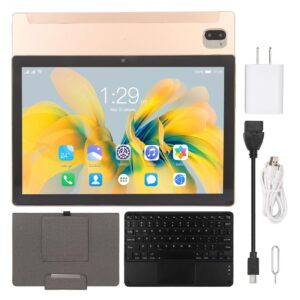 10.1 Inch Tablet, 2 in 1 Android 12 Tablet, Octa Core Gaming Tablet, 6GB RAM 128GB ROM, FHD Touch Screen, 16MP Carema, 2.4G/5G WiFi, BT 5.0, 4G LTE Tablet with Keyboard Case (Gold)