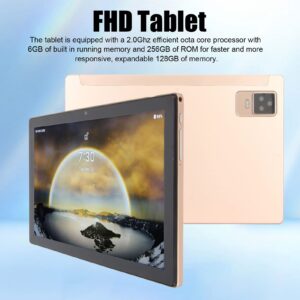 10.1 Inch Tablet Android 12 Tablet, Android Gaming Tablet, Octa Core Processor, 6GB RAM 256GB ROM, FHD Touchscreen, 8MP+16MP Dual Camera, 2.4G/5G WiFi, BT5.0, 7000mAh Battery (Gold)