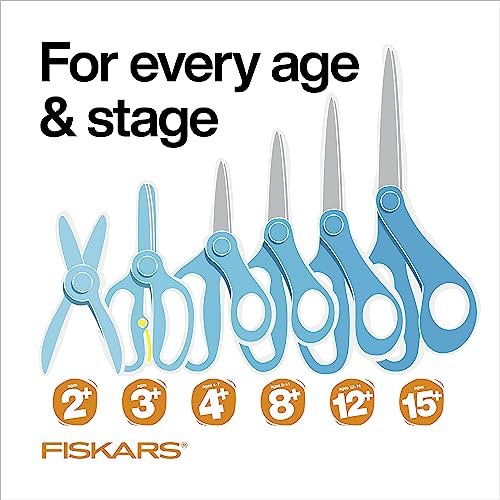 Fiskars 7" SoftGrip Left-Handed Student Glitter Scissors for Kids 12+ - Left-Handed Scissors for School or Crafting - Back to School Supplies - Blue