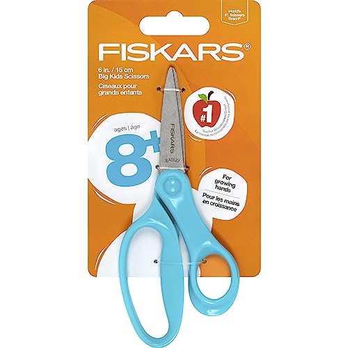 Fiskars 6" Big Kids Scissors, For Ages 8+, For School or Crafting, Turquoise