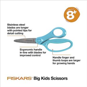 Fiskars 6" Big Kids Scissors, For Ages 8+, For School or Crafting, Turquoise