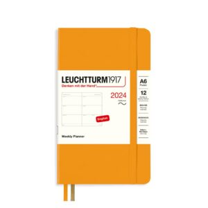 leuchtturm1917 - weekly planner 2024 with extra booklet, pocket (a6) softcover, rising sun (jan 1 - dec 31, 2024)