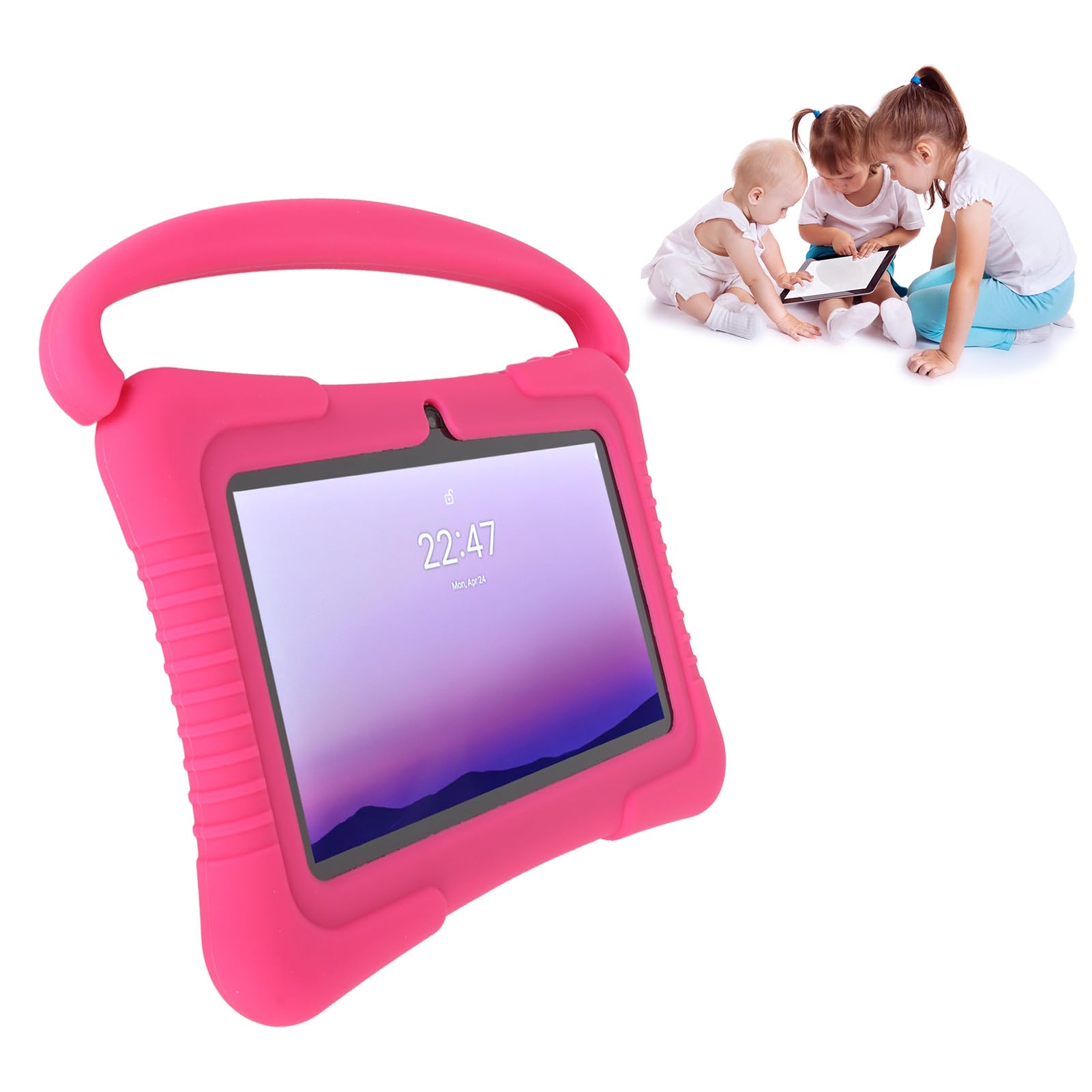 7 inch Toddler Tablet,1GB RAM 16GB ROM, 2500mAh 1024x600 HD Tablet, Bluetooth, WiFi, Dual Camera Parental Control (Pink)
