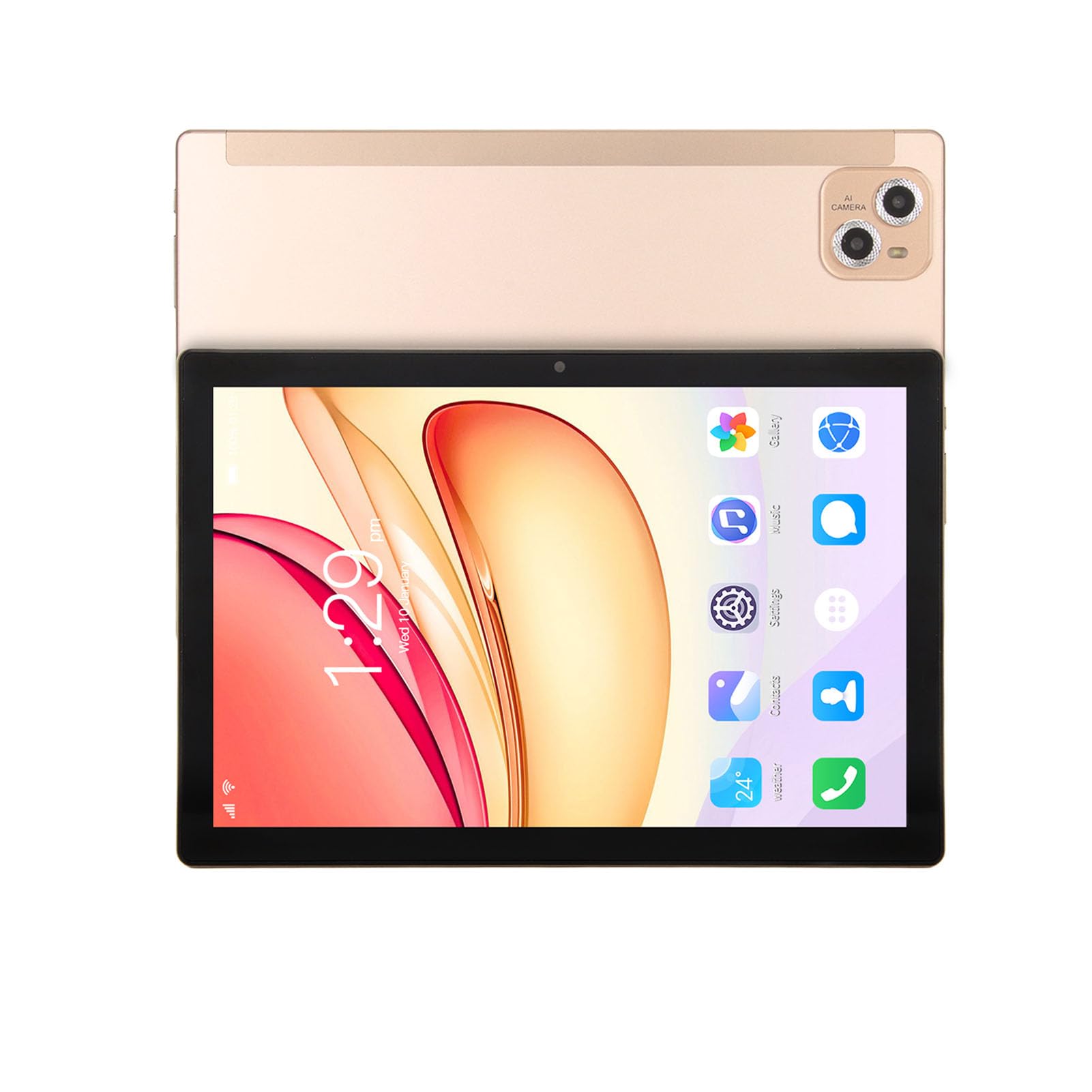 10.1in Tablet, 6GB RAM 128GB ROM 5G WiFi Tablet PC, Octa Core CPU HD Front 8MP Rear 16MP Dual Speakers Tablet for Office, Business, Gaming 100‑240V (Gold)