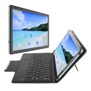 10.1 Inch Tablet, FHD 8GB RAM 256GB ROM Tablet, Octa Core CPU Dual Camera 5G WiFi 4G LTE Tablet with BT Keyboard for Office, Business, Gaming 100‑240V Green (US Plug)