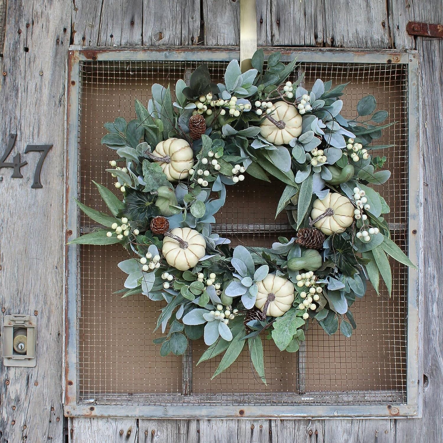 Fall Decorations for Home Fall Wreaths Decor for Front Door Sunflower Pumpkin Maple Leaves Pine Cones Berry Orange Harvest Door Wreaths Autumn Thanksgiving Outdoor Decorations Garland Swag Halloween