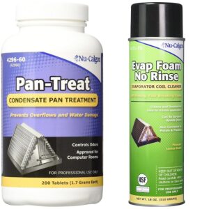 nu-calgon pan-treat scum remover (200 tablets) and evap foam no rinse evaporator coil cleaner