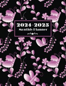2024-2025 2 year monthly planner: calendar and organizer for women - pink floral butterfly cover