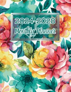 2024-2028 monthly planner: 5 years schedule organizer (january 2024 through december 2028) with federal holidays and motivational quotes | pretty floral cover