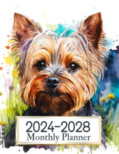 2024-2028 monthly planner 5 years: january 2024 - december 2028 with holidays | dog cover