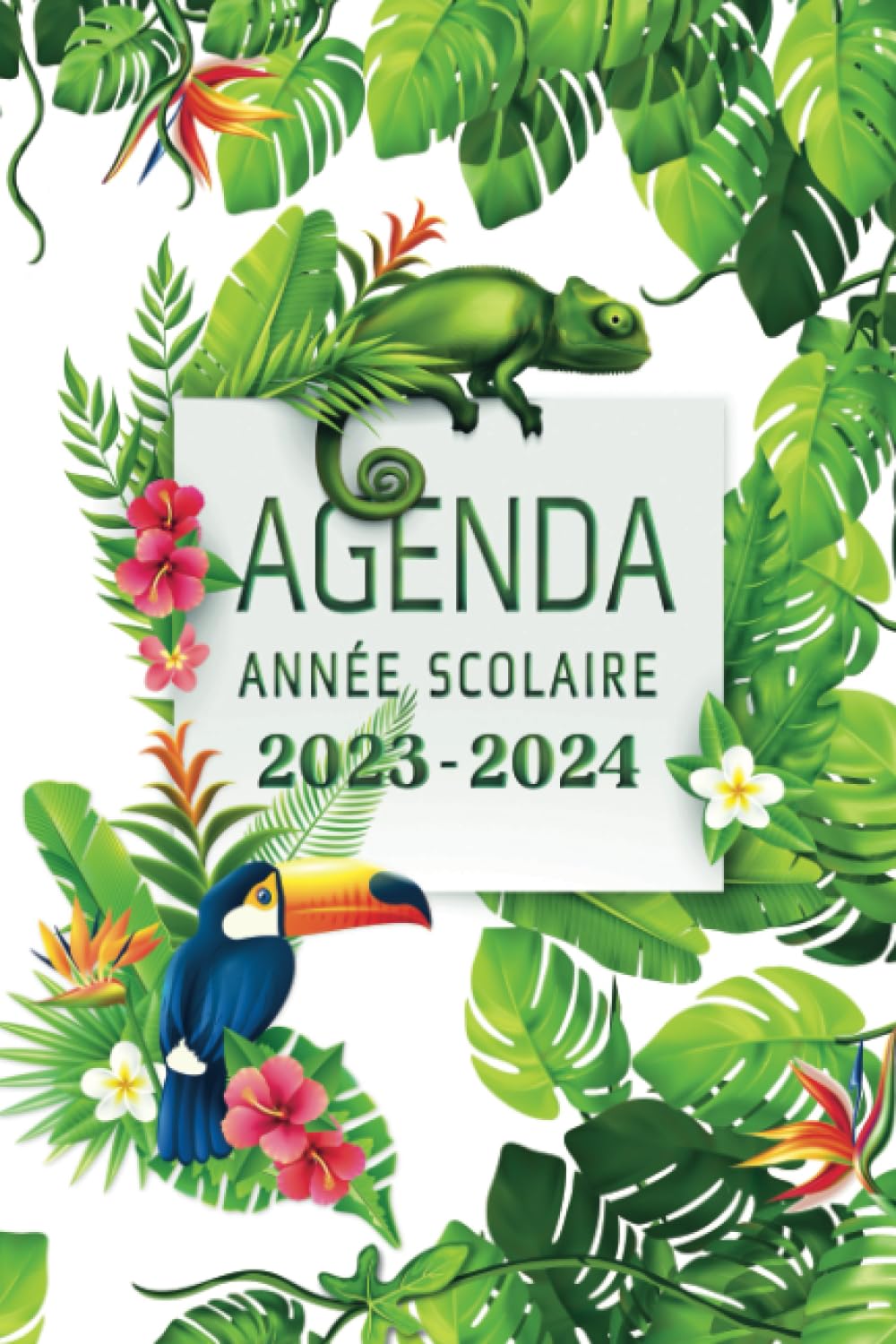 Agenda année scolaire 2023-2024 Fleurs, plantes et animaux exotiques : Jungle tropicale: Collège, lycée, étudiant | 2 jours par page | Original | ... Oiseaux exotiques | Caméléon (French Edition)