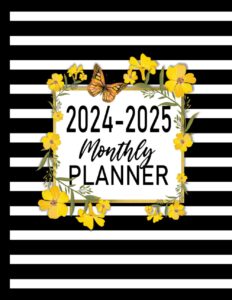 2024-2025 monthly planner: two years from january 2024 to december 2025 with a notes section (simple yellow floral design)