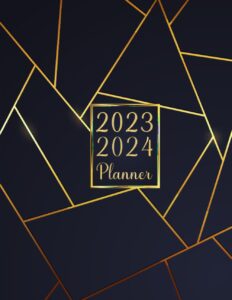 2023-2024 monthly planner: two year agenda calendar with holidays and inspirational quotes navy blue and golden large organizer and schedule 8.5x11