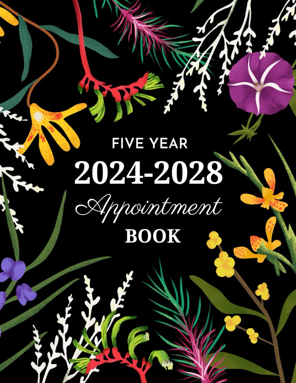 5 year appointment calendar 2024-2028: 60 Months 5 Year Calendar Book Schedule Organizer From January 2024 to December 2028 with Federal Holidays & family Birthdays, contact list-Floral Cover