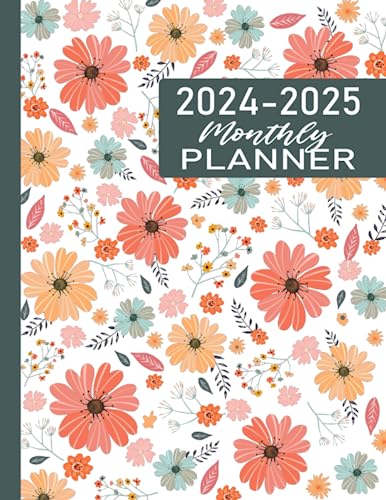 2024-2025 Monthly Planner: 24 Months from January 2024 to December 2025 (design with flower pattern)