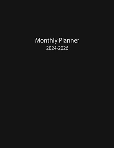 2024-2026 3 Year Monthly Planner: Large 36 Months Calendar from January 2024 to December 2026 with Holidays. Black Cover.