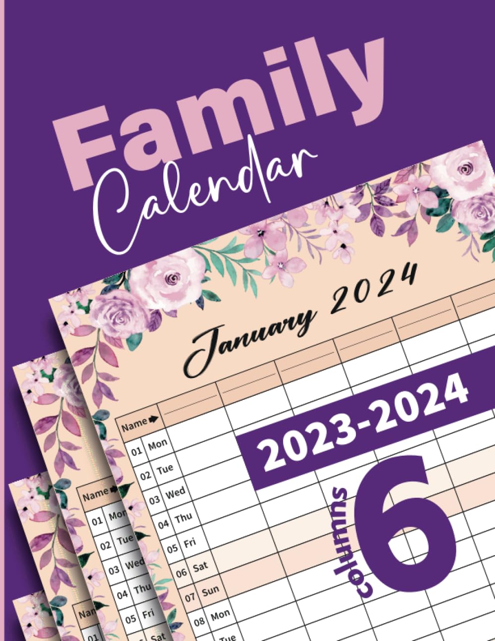 Family Calendar 2024 6 columns: Family Planner 2023/2024 From Sep 2023 to Des 2024, Family Calendar Monthly Organiser for up to 6 Persons, Monthly Planner Calendar, Calendar Month to View Pages