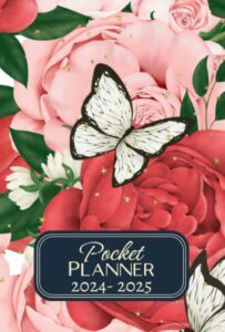 pocket planner 2024-2025 for purse: 2 year monthly organizer | butterfly cover