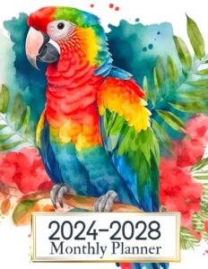 2024-2028 monthly planner 5 years: january 2024 - december 2028 with holidays | parrot cover
