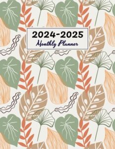 2024-2025 monthly planner: two year schedule organizer from january 2024 to december 2025 with tropical leaves cover