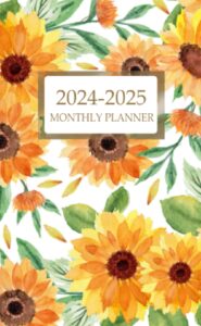 2024-2025 monthly planner: 2 years pocket size for women from january to december 24 months personalized plan & organizer schedule, small appointment notebook | watercolor sunflowers