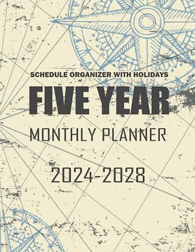 2024-2028 Five Year Monthly Planner: 5 Year calendar from January 2024 to December 2028 Schedule Organizer with federal holidays