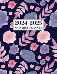 2024-2025 monthly planner: two year schedule organizer from january 2024 to december 2025 with purple watercolor floral cover