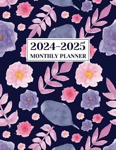 2024-2025 Monthly Planner: Two Year Schedule Organizer from January 2024 to December 2025 with Purple Watercolor Floral Cover