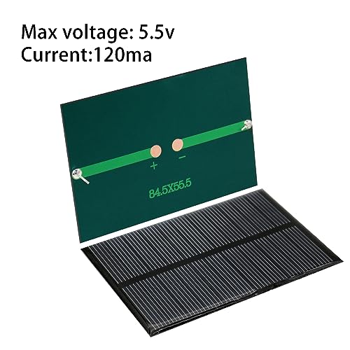 5Pcs Mini Solar Panels for Solar Power, 5.5V 120mA Mini Solar Panel Kit DIY Electric Toy Photovoltaic Cells Solar Epoxy Cell Charger 3.33"*2.19"(84.5mm*55.5mm)