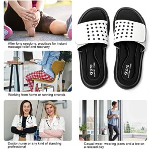 STQ Womens Slide Sandals Athletic Soft Cushion Non Slip Slides Shoes with Memory Foam for Pool Black White 9