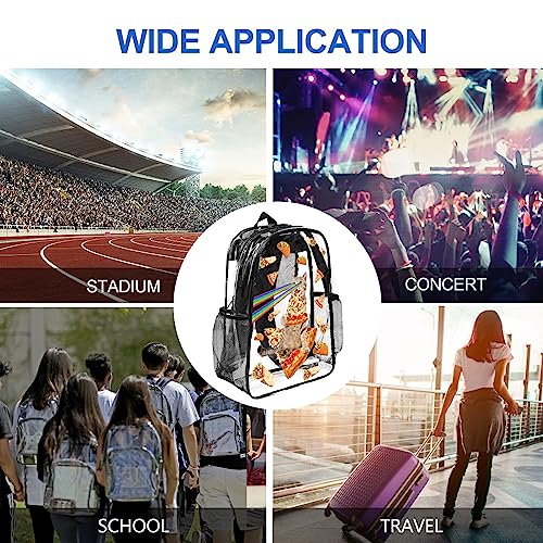 Pizza Cat Clear Backpacks for School Girls Boys Adults, 17 Inch See Through Backpack, Kids Clear Backpack, Heavy Duty PVC Transparent Backpack for Sports, Work, Stadium, Security Travel, College