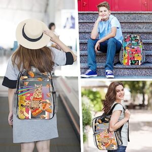 Pizza Cat Clear Backpacks for School Girls Boys Adults, 17 Inch See Through Backpack, Kids Clear Backpack, Heavy Duty PVC Transparent Backpack for Sports, Work, Stadium, Security Travel, College