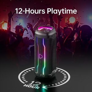 Bluetooth Speakers, Portable Bluetooth Speakers Wireless with 20W Loud Stereo Sound, IP7 Waterproof Shower Speaker Colorful Flashing Lights, Built-in Mic Hands-free Calling, for Outdoor Home Party