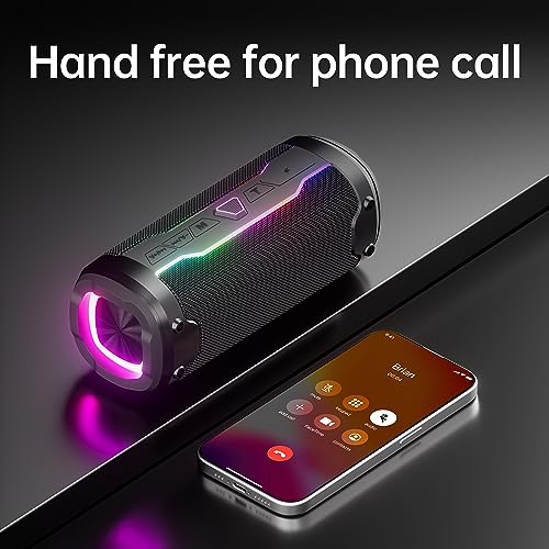 Bluetooth Speakers, Portable Bluetooth Speakers Wireless with 20W Loud Stereo Sound, IP7 Waterproof Shower Speaker Colorful Flashing Lights, Built-in Mic Hands-free Calling, for Outdoor Home Party