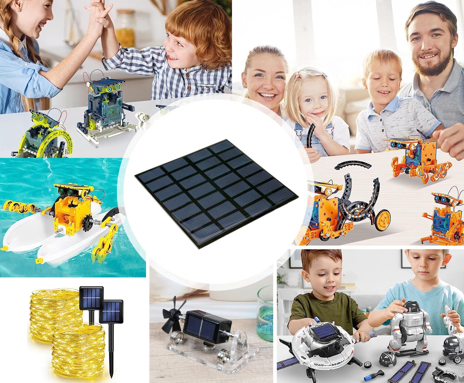 2Pcs Mini Solar Panels for Solar Power, 7V 120mA Mini Solar Panel Kit DIY Electric Toy Photovoltaic Cells Solar Epoxy Cell Charger 6.5"*6.5"(110mm*110mm)